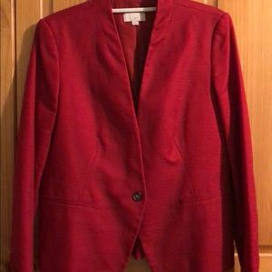 Ann Taylor Loft red blazer made with Linen